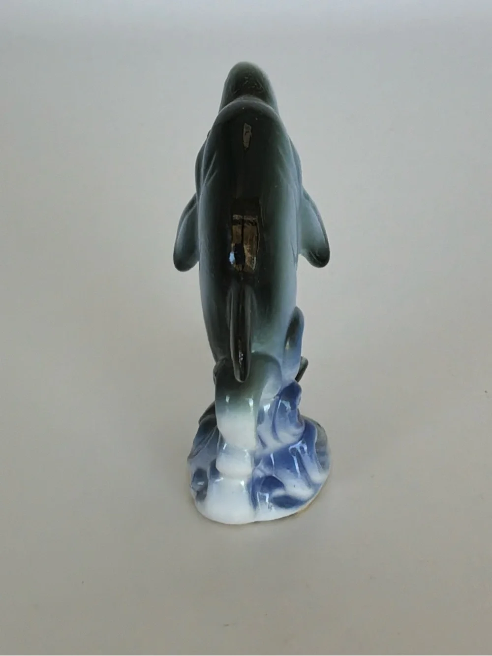 Vintage Blue Dolphin Ceramic Figurine - Decorative Home Accent